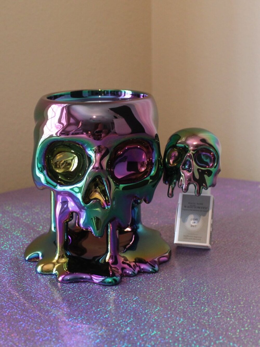 Bath & Body Works Dripping Skull Pedestal Candle Holder Wallflower Set NWT